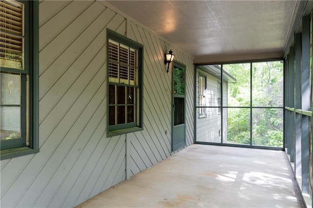 view of unfurnished sunroom