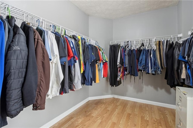 walk in closet featuring wood finished floors