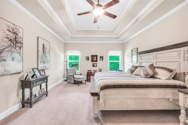 210 Riverpoint Way, Jackson, GA 30233 - carpeted bedroom with a raised ceiling, baseboards, ceiling fan, and ornamental molding