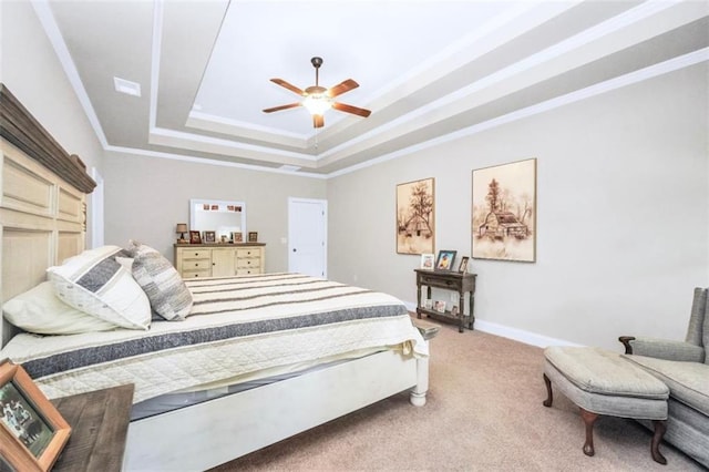 210 Riverpoint Way, Jackson, GA 30233 - carpeted bedroom featuring a raised ceiling, crown molding, baseboards, and a ceiling fan