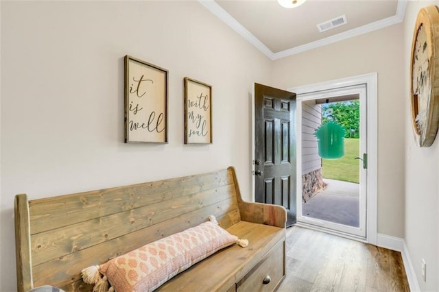 210 Riverpoint Way, Jackson, GA 30233 - mudroom with ornamental molding, wood finished floors, and baseboards