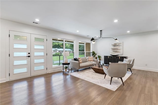 living room featuring wood-type flooring