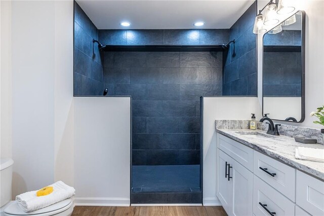 96 Sam Alexander Rd, Douglasville, GA 30134 - full bath with toilet, a sink, wood finished floors, and walk in shower