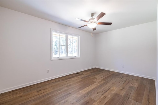 96 Sam Alexander Rd, Douglasville, GA 30134 - empty room featuring baseboards, visible vents, wood finished floors, and a ceiling fan
