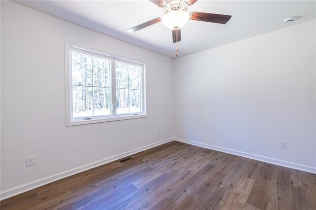 96 Sam Alexander Rd, Douglasville, GA 30134 - empty room featuring baseboards, visible vents, ceiling fan, and wood finished floors