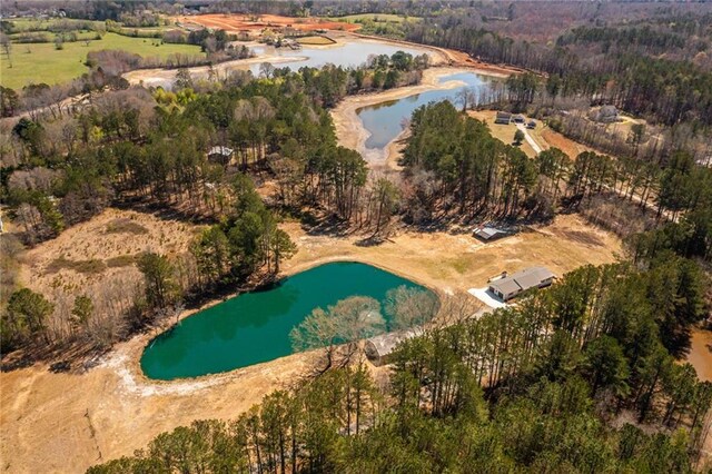 96 Sam Alexander Rd, Douglasville, GA 30134 - birds eye view of property featuring a water view and a wooded view