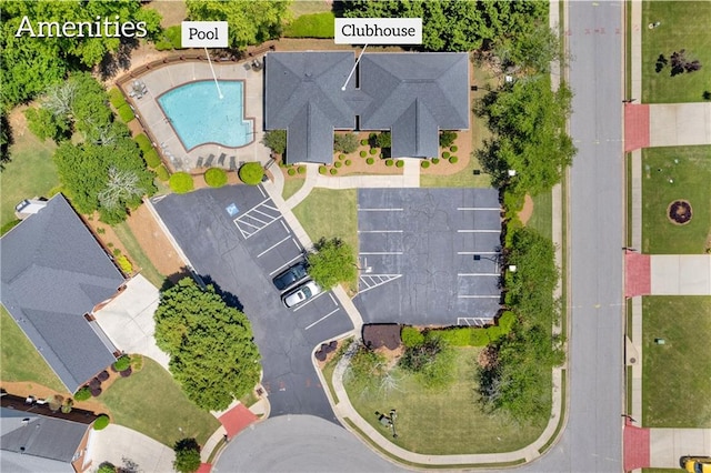 aerial view of a pool
