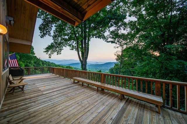 deck with a mountain view