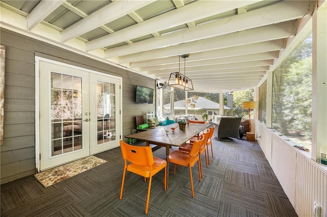 sunroom with french doors