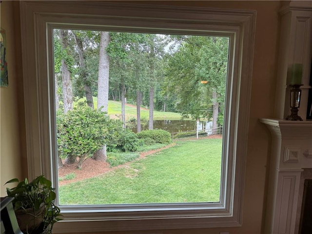 12162 Mountain Laurel Dr, Roswell, GA 30075 - doorway featuring a water view and view of wooded area