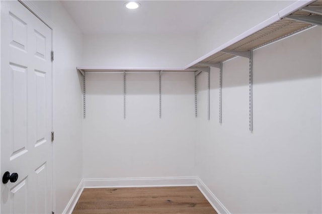 walk in closet featuring hardwood / wood-style flooring