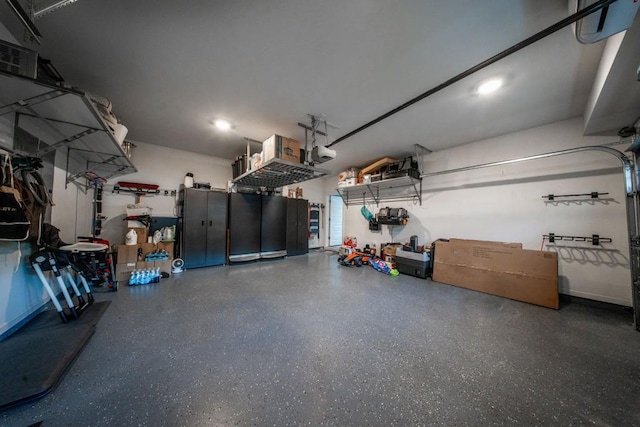 garage with a garage door opener