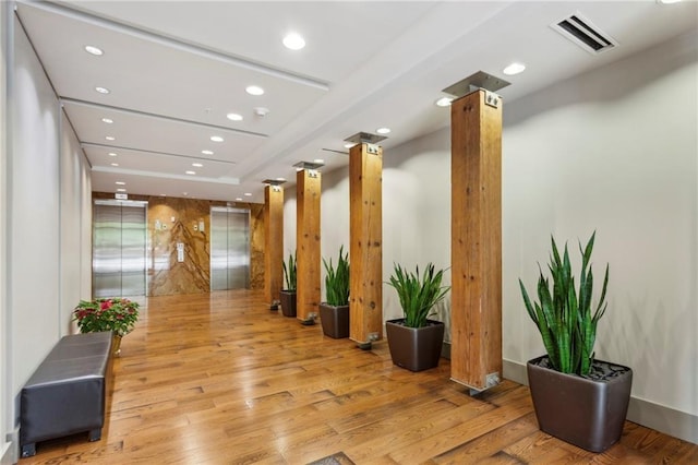 common area with recessed lighting