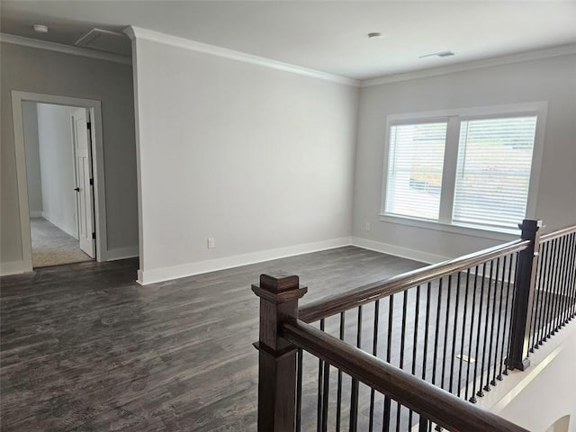 195 Silvercrest Dr, Acworth, GA 30101 - empty room with dark wood-type flooring, crown molding, baseboards, and a smoke detector