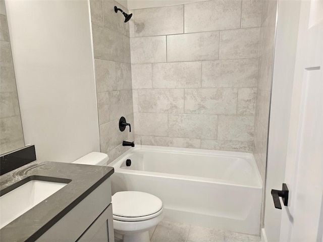 195 Silvercrest Dr, Acworth, GA 30101 - bathroom with toilet, vanity, tub / shower combination, and tile patterned floors