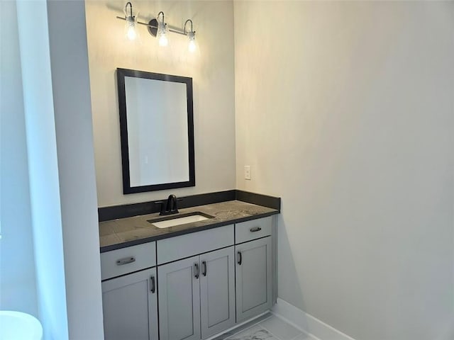 195 Silvercrest Dr, Acworth, GA 30101 - bathroom with vanity, baseboards, and marble look tiles