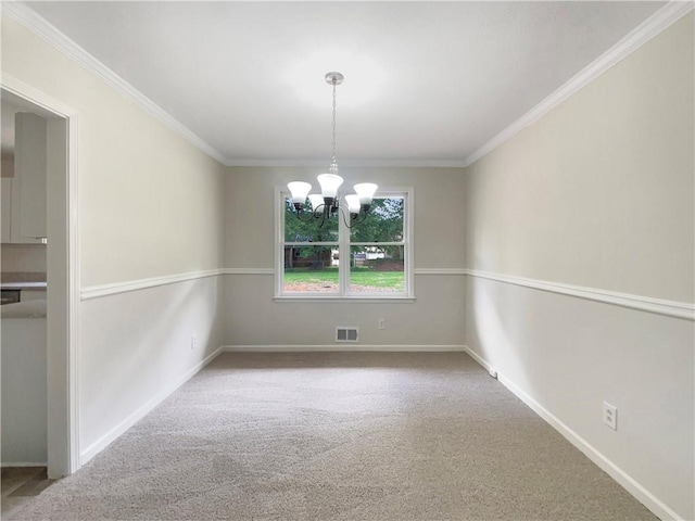 1710 Fontaine Dr, Jonesboro, GA 30236 - unfurnished dining area with a chandelier, carpet flooring, baseboards, and ornamental molding