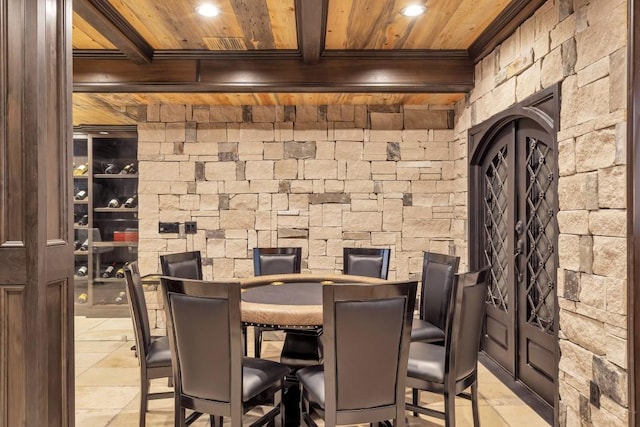 4317 Oglethorpe Loop NW, Acworth, GA 30101 - wine room with a wooden ceiling with exposed beams and recessed lighting