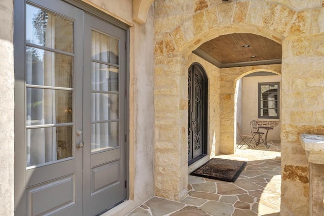 4317 Oglethorpe Loop NW, Acworth, GA 30101 - view of exterior entry featuring french doors and stone siding