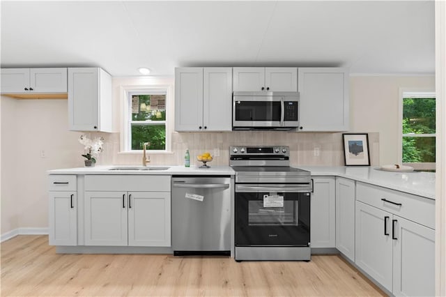 1010 Martin Ln, Canton, GA 30114 - kitchen with stainless steel appliances, plenty of natural light, decorative backsplash, and ornamental molding