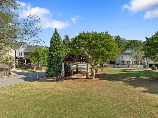 view of yard with a gazebo