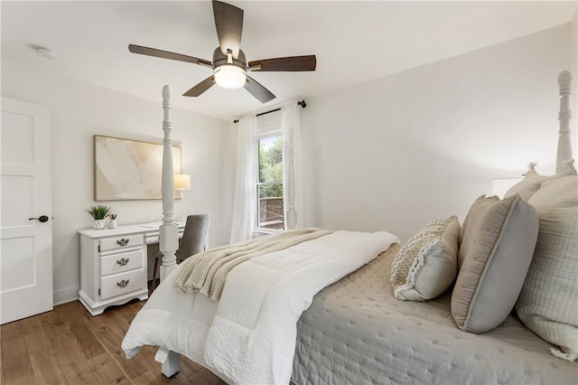 221 Brooke Dr, Alpharetta, GA 30009 - bedroom featuring wood finished floors, a ceiling fan, and baseboards