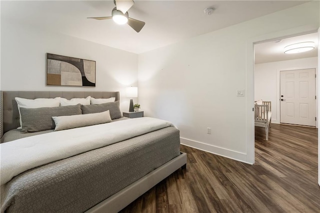 221 Brooke Dr, Alpharetta, GA 30009 - bedroom featuring wood finished floors, baseboards, and ceiling fan
