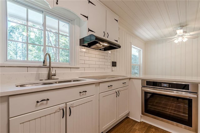 kitchen featuring plenty of natural light, oven, stovetop, and sink