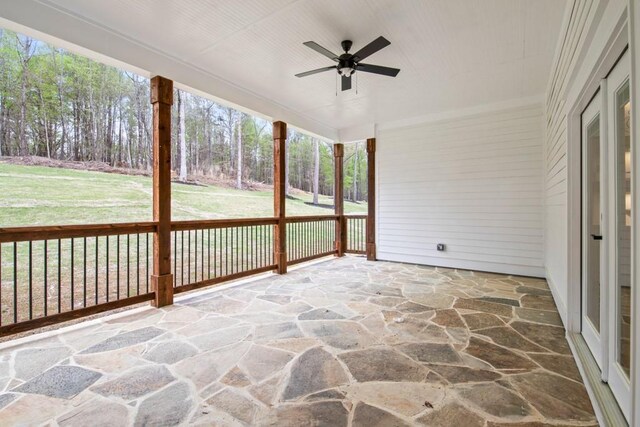 view of patio / terrace featuring ceiling fan