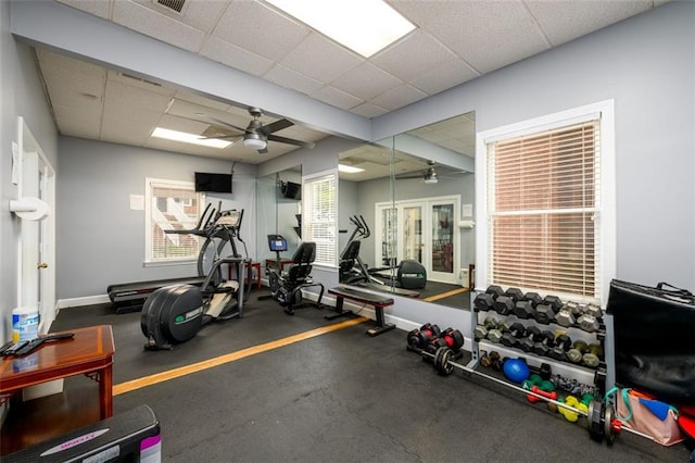 7500 Roswell Rd Unit 18, Sandy Springs, GA 30350 - workout area with ceiling fan, a drop ceiling, and baseboards