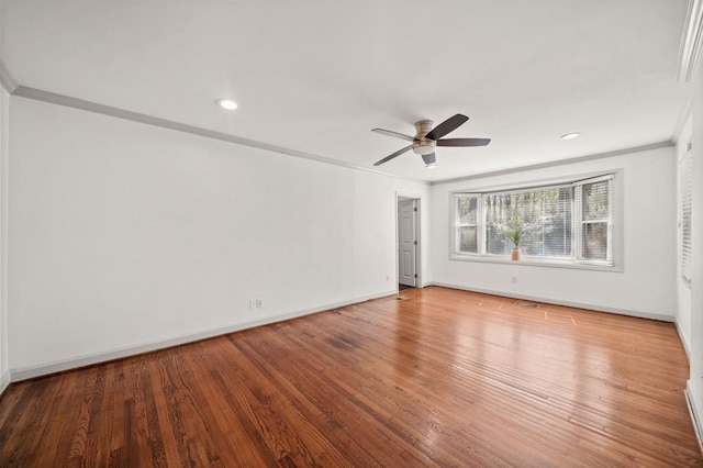 1286 Calhoun Ter SW, Atlanta, GA 30314 - empty room with baseboards, ornamental molding, wood finished floors, and a ceiling fan
