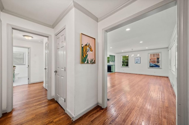 1286 Calhoun Ter SW, Atlanta, GA 30314 - hall with baseboards, recessed lighting, crown molding, and wood-type flooring