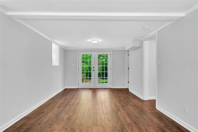 1893 Burning Tree Dr, Decatur, GA 30032 - empty room with french doors, baseboards, wood finished floors, and crown molding
