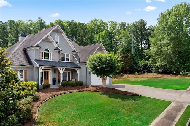 1254 Hadaway Garden Dr NW, Kennesaw, GA 30152 - view of front facade featuring driveway, brick siding, a front lawn, a porch, and an attached garage