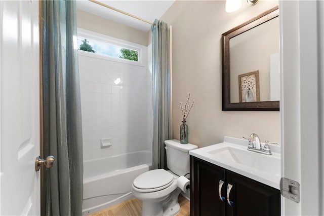 1254 Hadaway Garden Dr NW, Kennesaw, GA 30152 - full bathroom with shower / bath combination with curtain, wood finished floors, and vanity