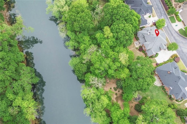 bird's eye view with a water view and a residential view