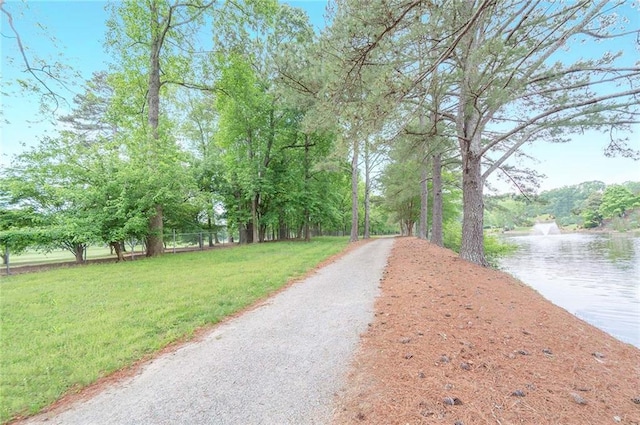 view of road featuring a water view