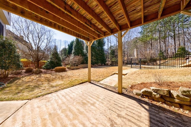 view of patio with a fenced backyard