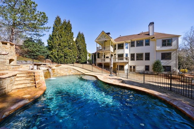 view of pool with a fenced in pool, a patio, and fence