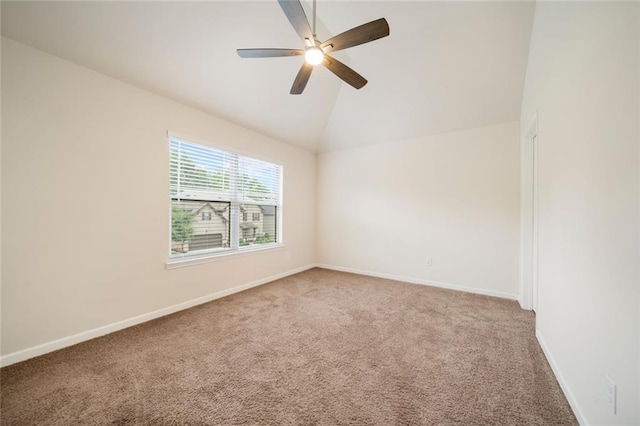 212 Jetta Cir, Mcdonough, GA 30253 - spare room featuring carpet flooring, baseboards, a ceiling fan, and vaulted ceiling