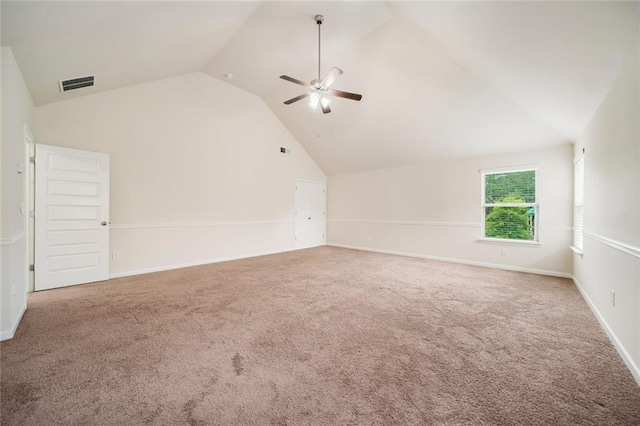 212 Jetta Cir, Mcdonough, GA 30253 - additional living space with vaulted ceiling, a ceiling fan, carpet floors, and baseboards