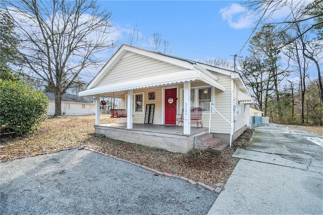 view of front facade featuring covered porch