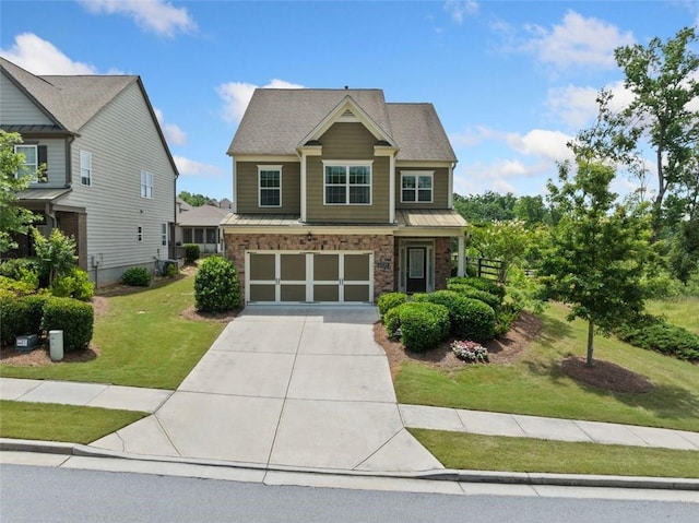 6535 Crosscreek Ln, Flowery Branch, GA 30542 - craftsman-style home with concrete driveway, a front lawn, and a garage