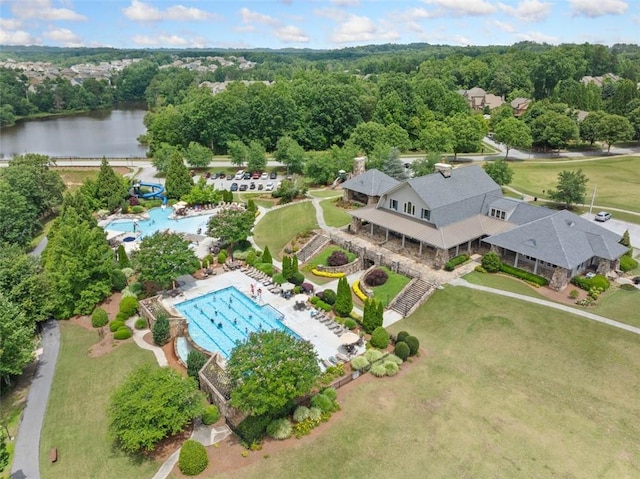 6535 Crosscreek Ln, Flowery Branch, GA 30542 - drone / aerial view of a pool and a large body of water