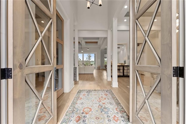 foyer with light wood finished floors