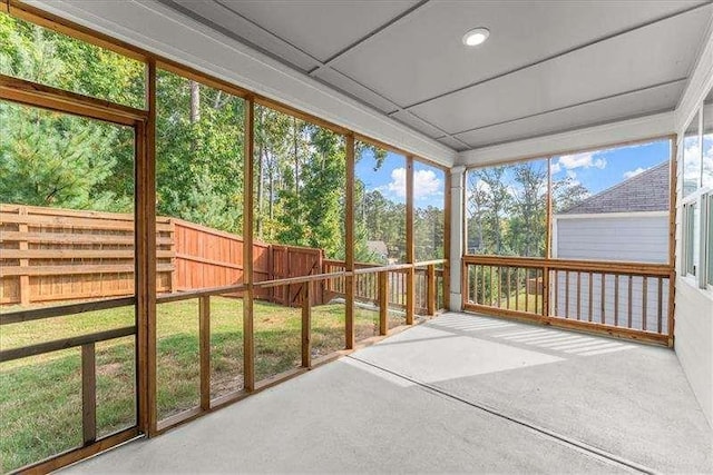 view of unfurnished sunroom