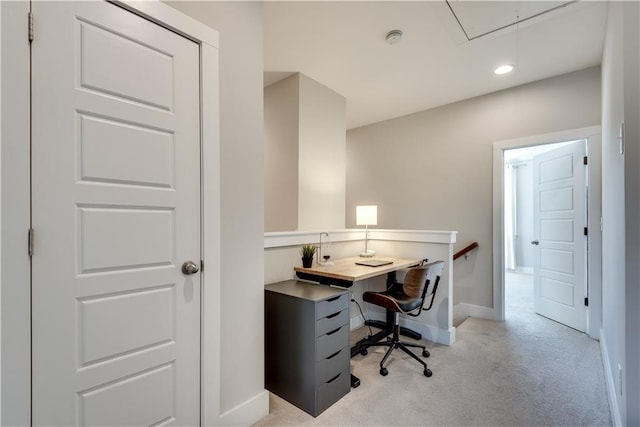 view of carpeted home office