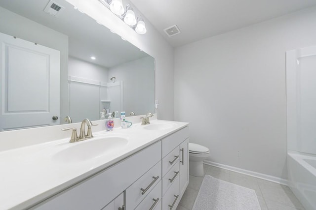 full bathroom with a sink, visible vents, and tile patterned floors