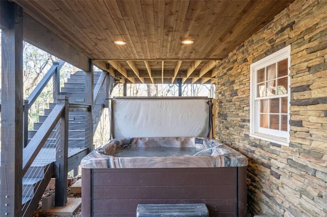 60 Laurel Ridge Ct, Ellijay, GA 30540 - deck with a hot tub and stairway