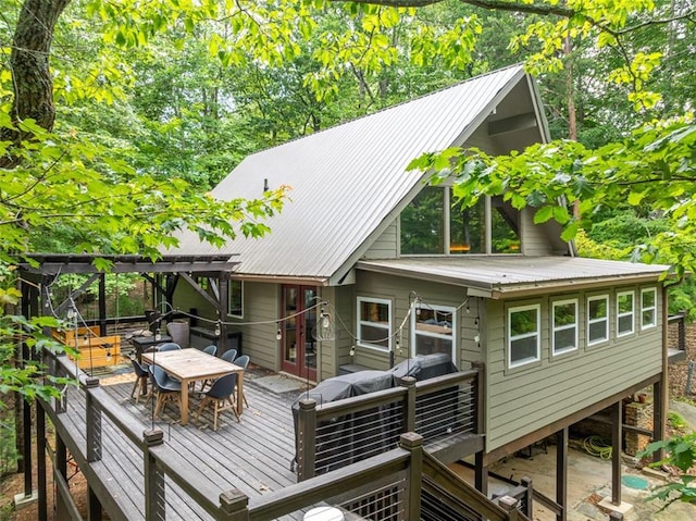 60 Laurel Ridge Ct, Ellijay, GA 30540 - wooden terrace with outdoor dining space and a pergola